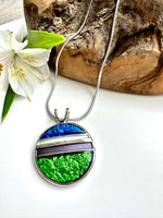Load image into Gallery viewer, luscious scarves Necklaces Miss Milly Green , Cobalt Blue and Purple Saturn Necklace FN603
