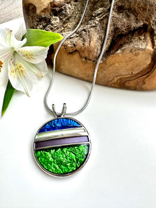 luscious scarves Necklaces Miss Milly Green , Cobalt Blue and Purple Saturn Necklace FN603