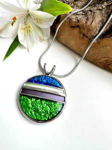 luscious scarves Necklaces Miss Milly Green , Cobalt Blue and Purple Saturn Necklace FN603