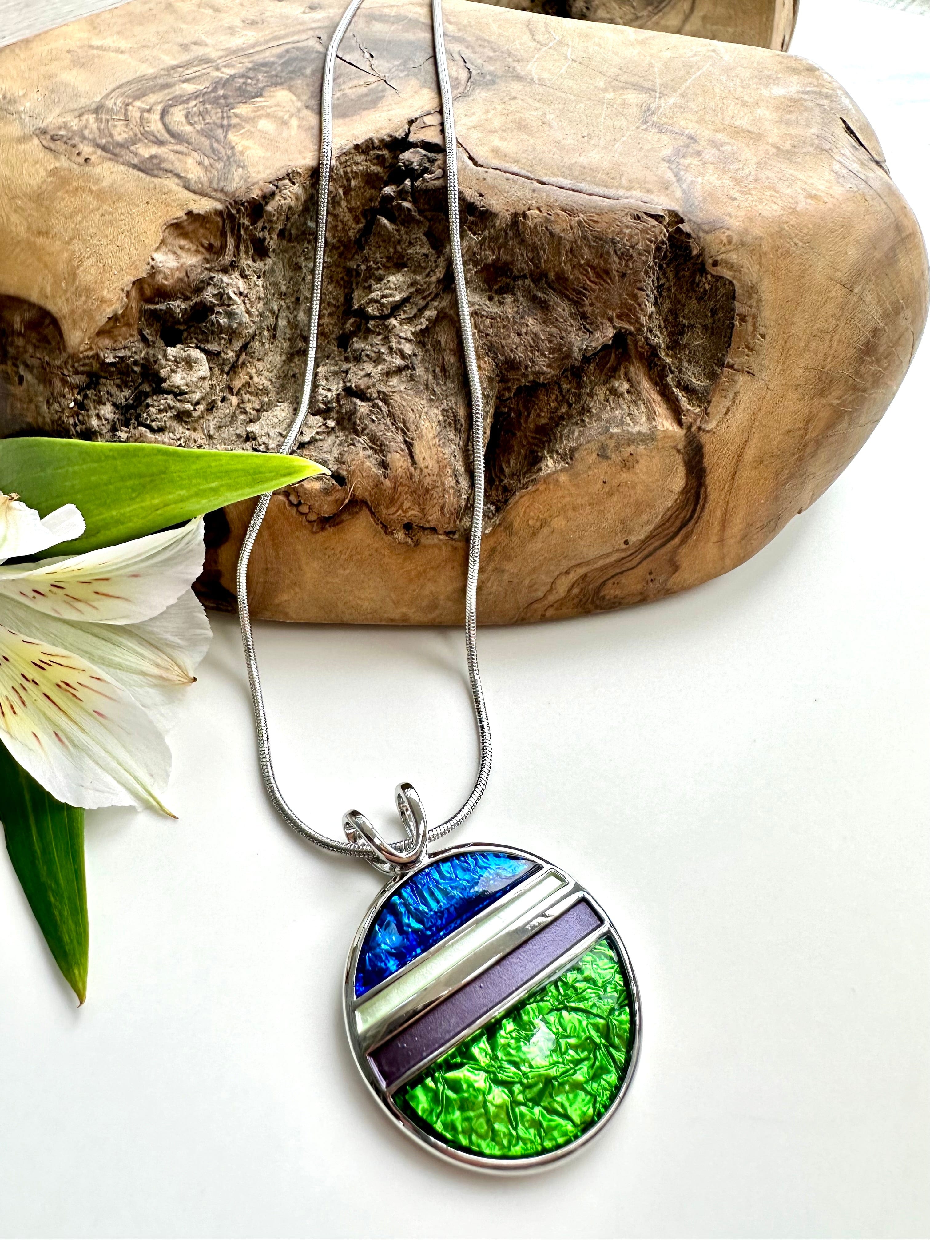 luscious scarves Necklaces Miss Milly Green , Cobalt Blue and Purple Saturn Necklace FN603