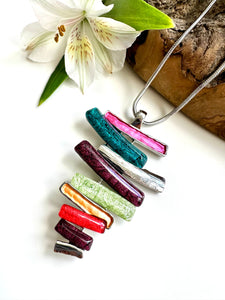 luscious scarves Necklaces Miss Milly Green, Teal, Red, Purple and Orange Layered Necklace FN122