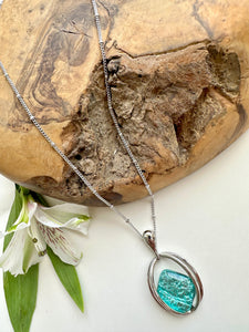 luscious scarves Necklaces Miss Milly Necklace with an Aqua Blue Ellipse Pendant FN751ASIP