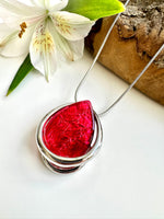 Load image into Gallery viewer, luscious scarves Necklaces Miss Milly Red and Silver Tear Drop Pendant Necklace FN681
