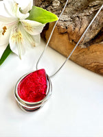 Load image into Gallery viewer, luscious scarves Necklaces Miss Milly Red and Silver Tear Drop Pendant Necklace FN681
