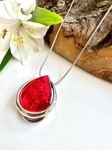 luscious scarves Necklaces Miss Milly Red and Silver Tear Drop Pendant Necklace FN681