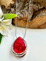 Load image into Gallery viewer, luscious scarves Necklaces Miss Milly Red and Silver Tear Drop Pendant Necklace FN681
