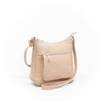 Load image into Gallery viewer, luscious scarves Nude Pink Italian Leather Crossbody / Shoulder Bag with Front Zip Pocket. Various Colours Available

