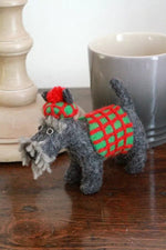 Load image into Gallery viewer, luscious scarves Pachamama Scottie In a Sweater Dog Ornament , Fairtrade, Handmade.
