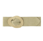 Load image into Gallery viewer, luscious scarves Pale Beige Genuine Italian Suede Leather Wide Belt with Large Brushed Gold Buckle  , Various Colours Available .
