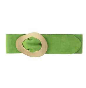 luscious scarves Pale Green Genuine Italian Suede Leather Wide Belt with Large Brushed Gold Buckle  , Various Colours Available .