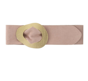 luscious scarves Pale Pink Genuine Italian Suede Leather Wide Belt with Large Brushed Gold Buckle  , Various Colours Available .