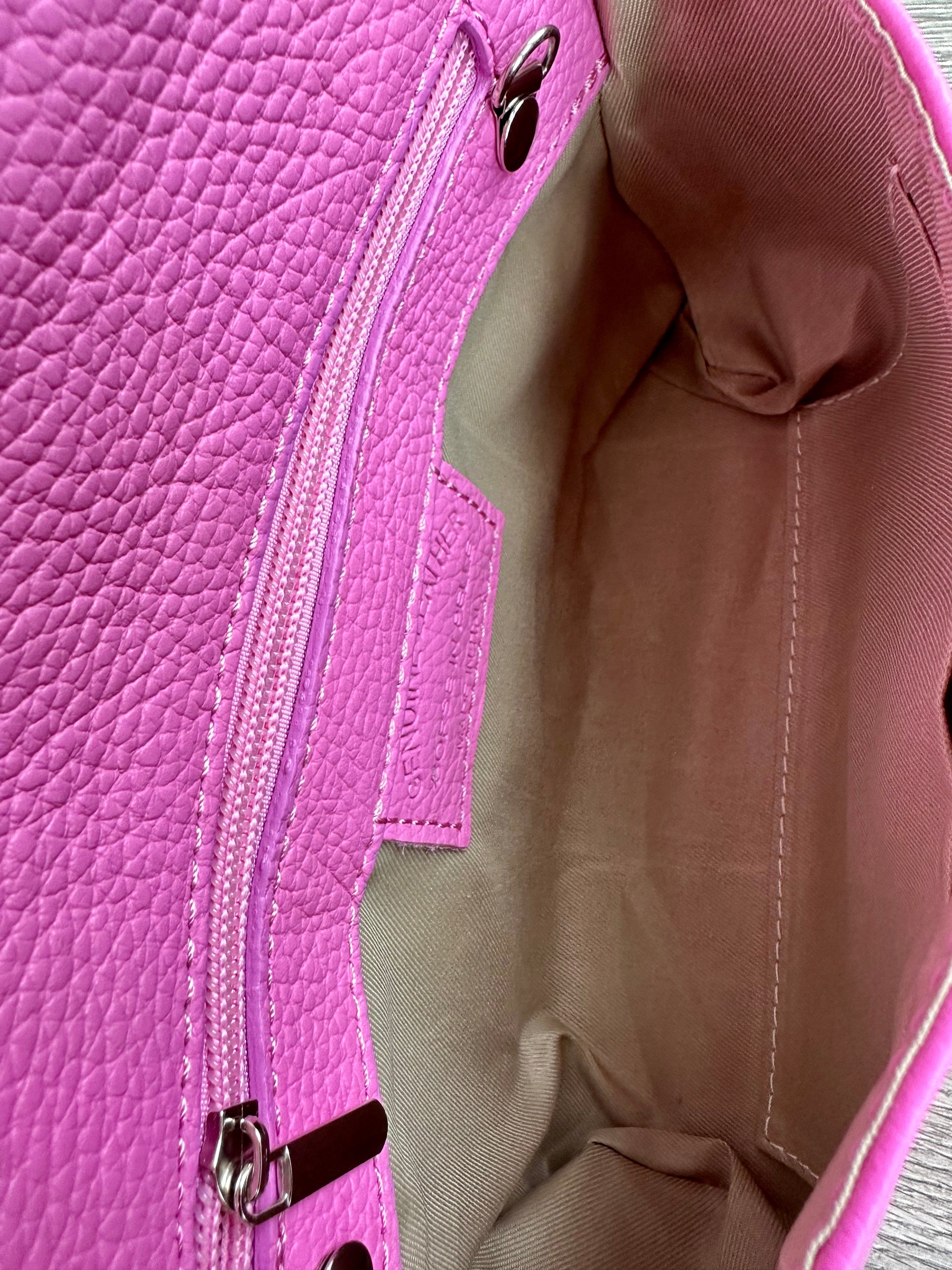 Pastel Pink Italian Leather Clutch Bag Evening Bag with Loop Handle luscious scarves