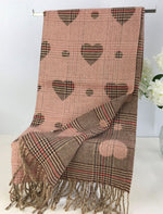 Load image into Gallery viewer, luscious scarves Pink Ladies Hearts and Checks Reversible Scarf .
