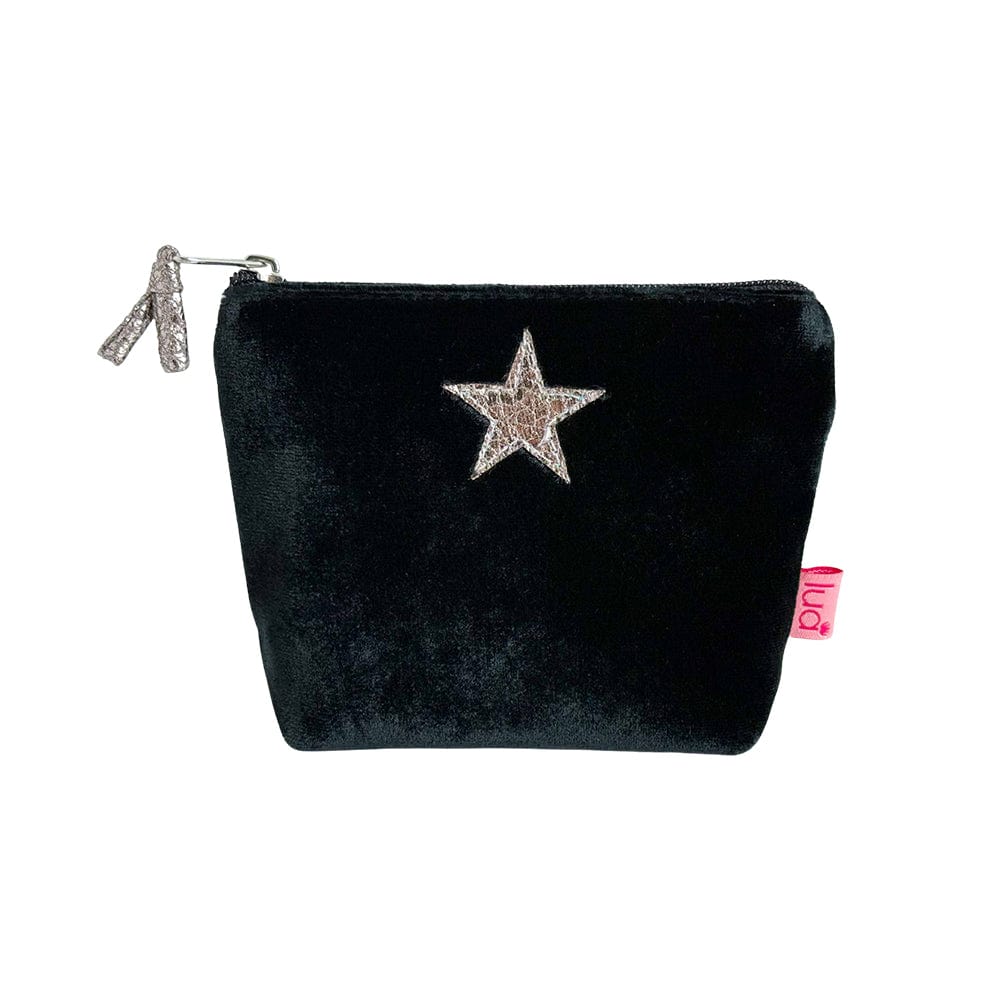 luscious scarves Purses Black Lua Velvet Mini Purse with a Foil Star Design.