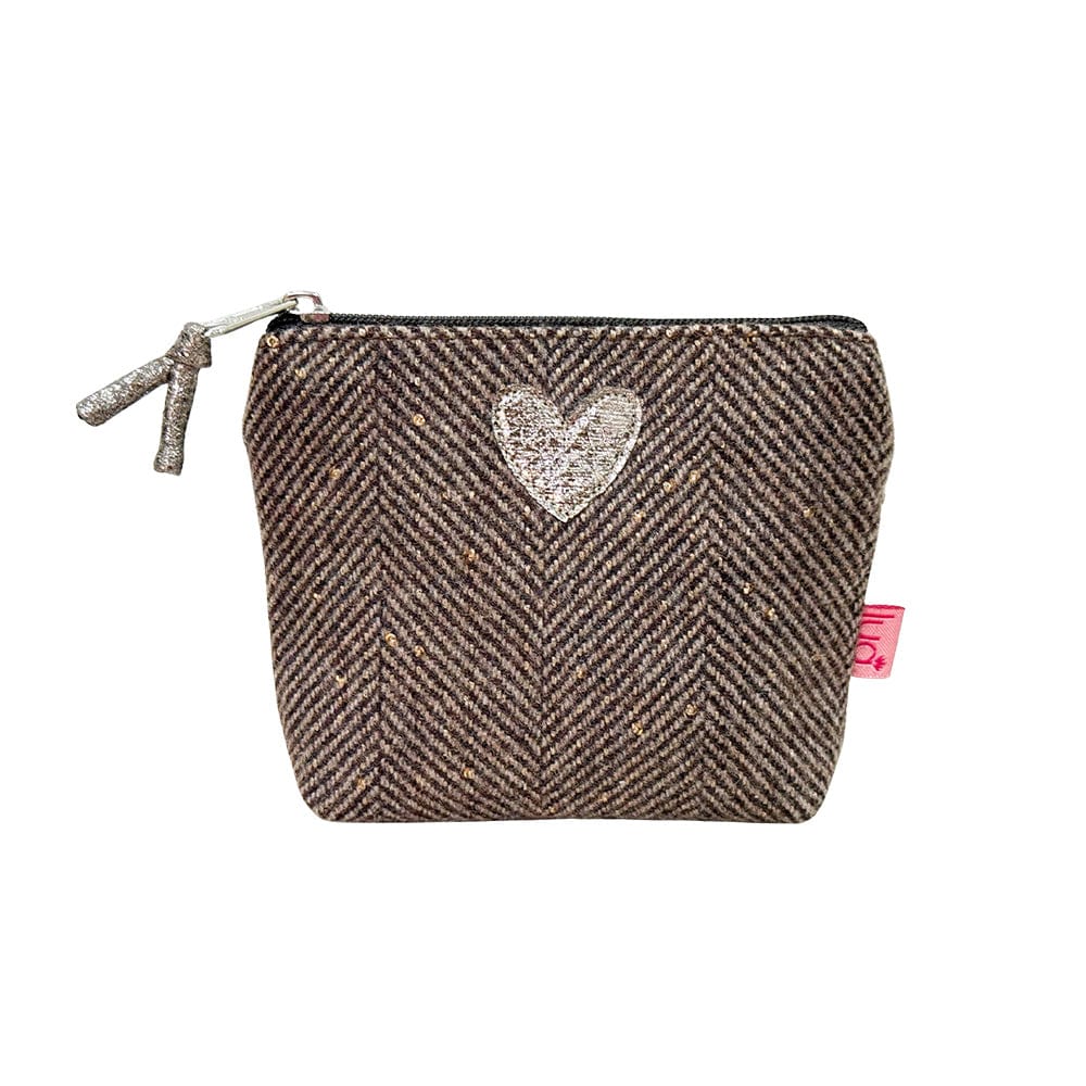 luscious scarves Purses Bronze Brown Lua Sparkle Herringbone Purse with a Metallic Heart Design