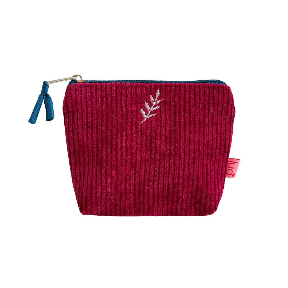 luscious scarves Purses Cranberry Red Lua Corduroy Mini Zip Purse