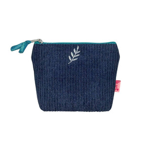 luscious scarves Purses Dark Blue Lua Corduroy Mini Zip Purse