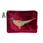 Load image into Gallery viewer, luscious scarves Purses Deep Red Lua Velvet Pheasant Design Purse
