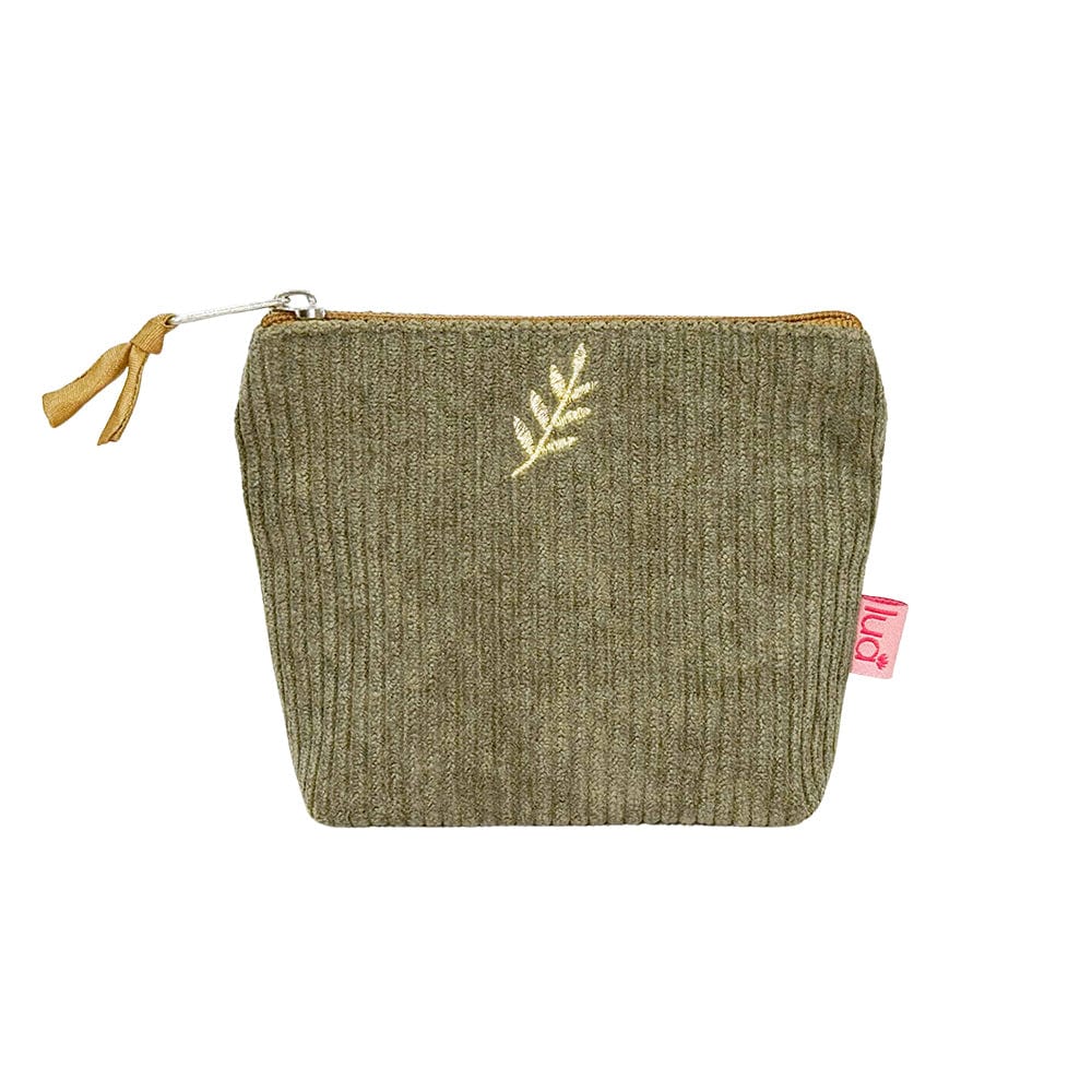 luscious scarves Purses Green Lua Corduroy Mini Zip Purse