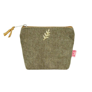 luscious scarves Purses Green Lua Corduroy Mini Zip Purse