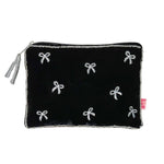 Load image into Gallery viewer, luscious scarves Purses Lua Black Embroidered Purse with Silver Bows Design
