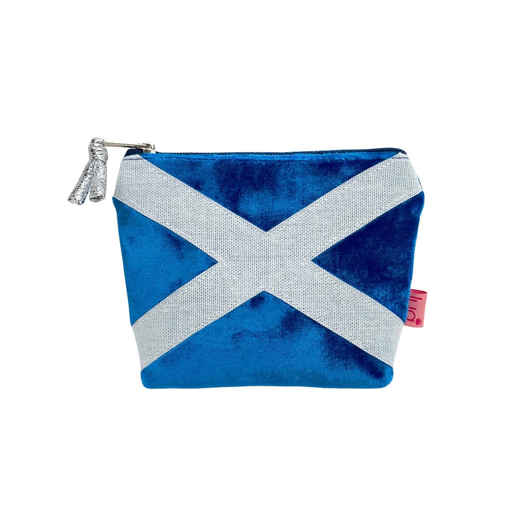 luscious scarves Purses Lua Blue Velvet Mini Purse with a Scottish Flag Design