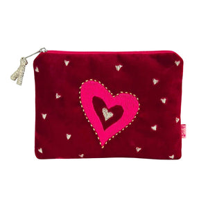 luscious scarves Purses Lua Deep Red Embroidered Sparkly Hearts Design Purse.