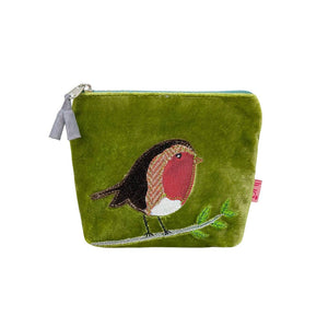 luscious scarves Purses Lua Green Velvet and Herringbone Robin Mini Purse.