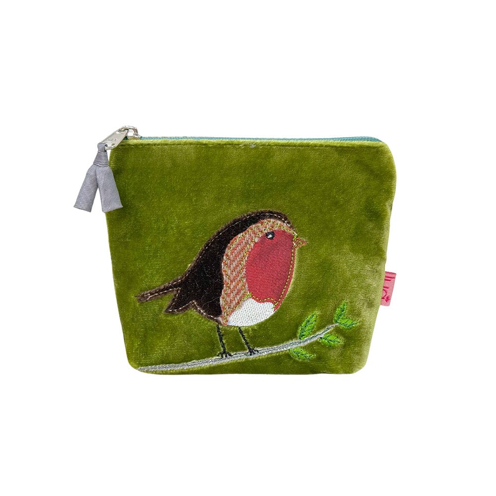 luscious scarves Purses Lua Green Velvet and Herringbone Robin Mini Purse.