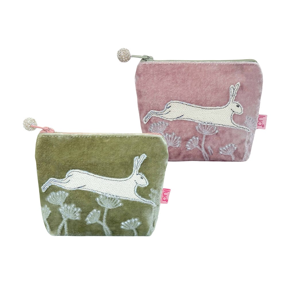 luscious scarves Purses Lua Leaping Hares Mini Purse , Soft Velvet Fabric