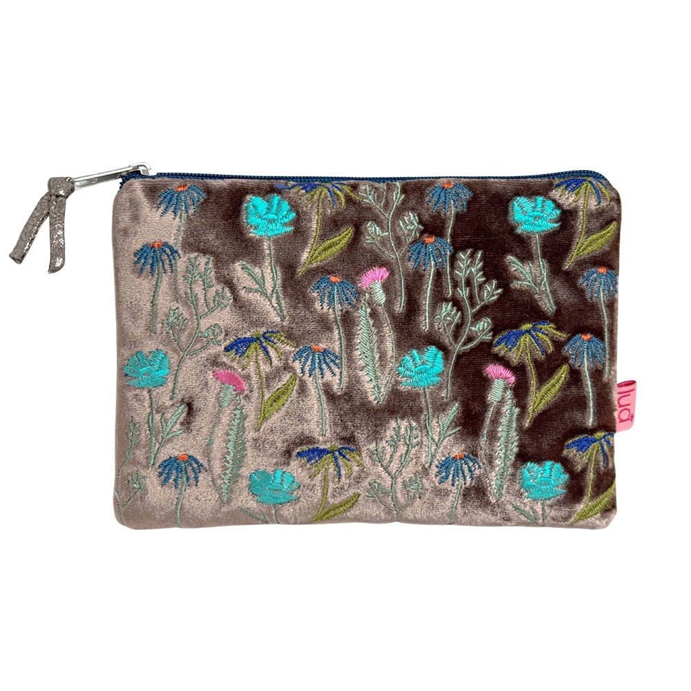 luscious scarves Purses Lua Mink Brown Velvet Purse in a Meadow Design.