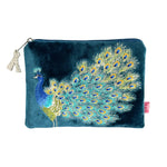 Load image into Gallery viewer, luscious scarves Purses Lua Teal Velvet Purse with an Embroidered Peacock Design.
