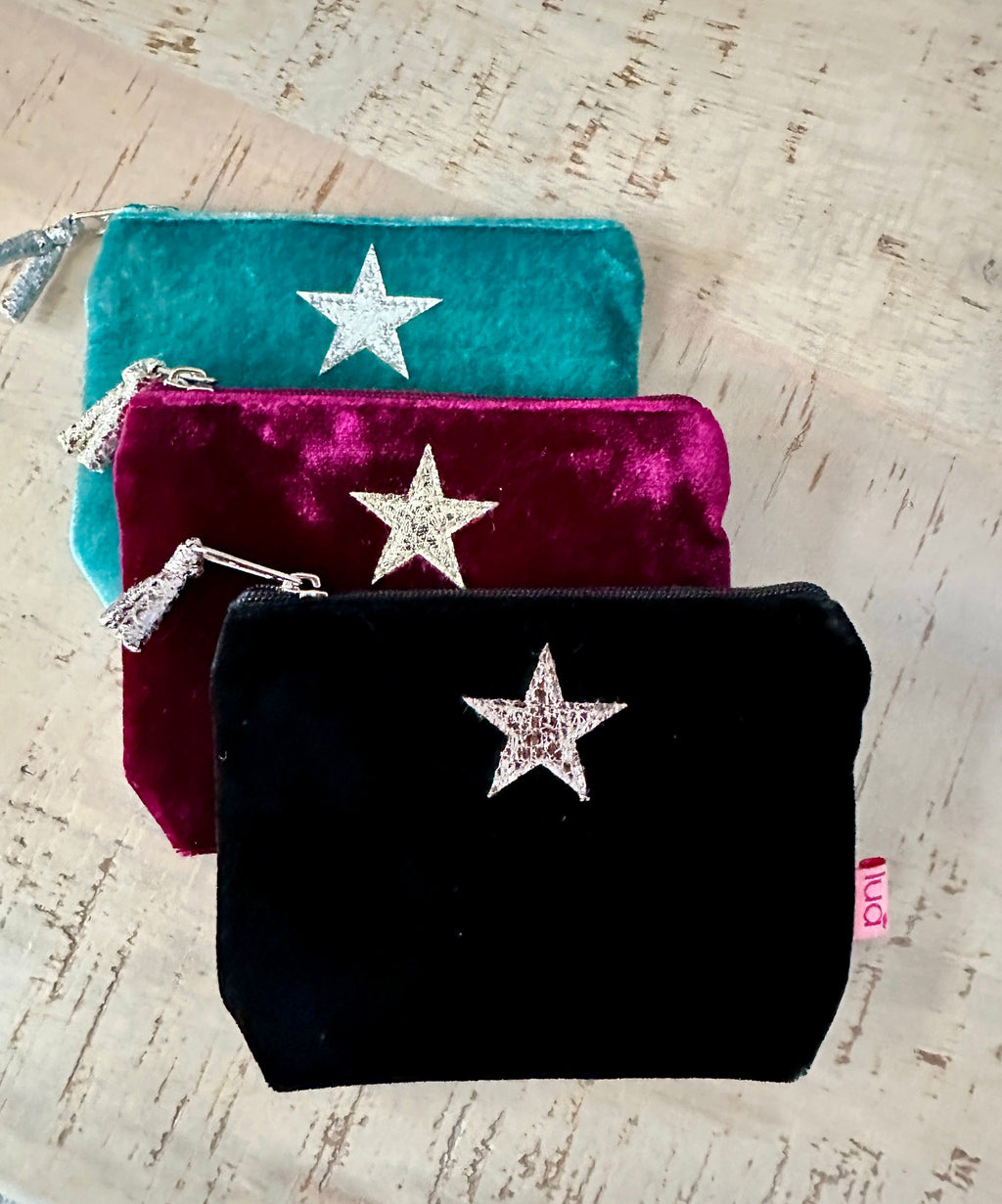 luscious scarves Purses Lua Velvet Mini Purse with a Foil Star Design.