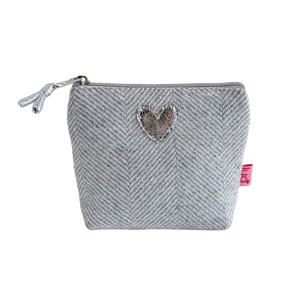 luscious scarves Purses Pale Grey Lua Sparkle Herringbone Purse with a Metallic Heart Design