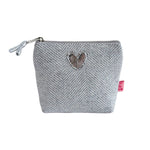 Load image into Gallery viewer, luscious scarves Purses Pale Grey Lua Sparkle Herringbone Purse with a Metallic Heart Design
