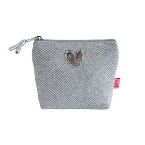 luscious scarves Purses Pale Grey Lua Sparkle Herringbone Purse with a Metallic Heart Design