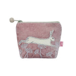 Load image into Gallery viewer, luscious scarves Purses Pale Pink Lua Leaping Hares Mini Purse , Soft Velvet Fabric
