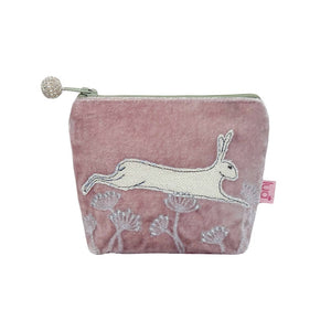 luscious scarves Purses Pale Pink Lua Leaping Hares Mini Purse , Soft Velvet Fabric