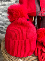 Load image into Gallery viewer, luscious scarves Red Cashmere Blend Mulberry Tree Scarf , Hat and Gloves Set
