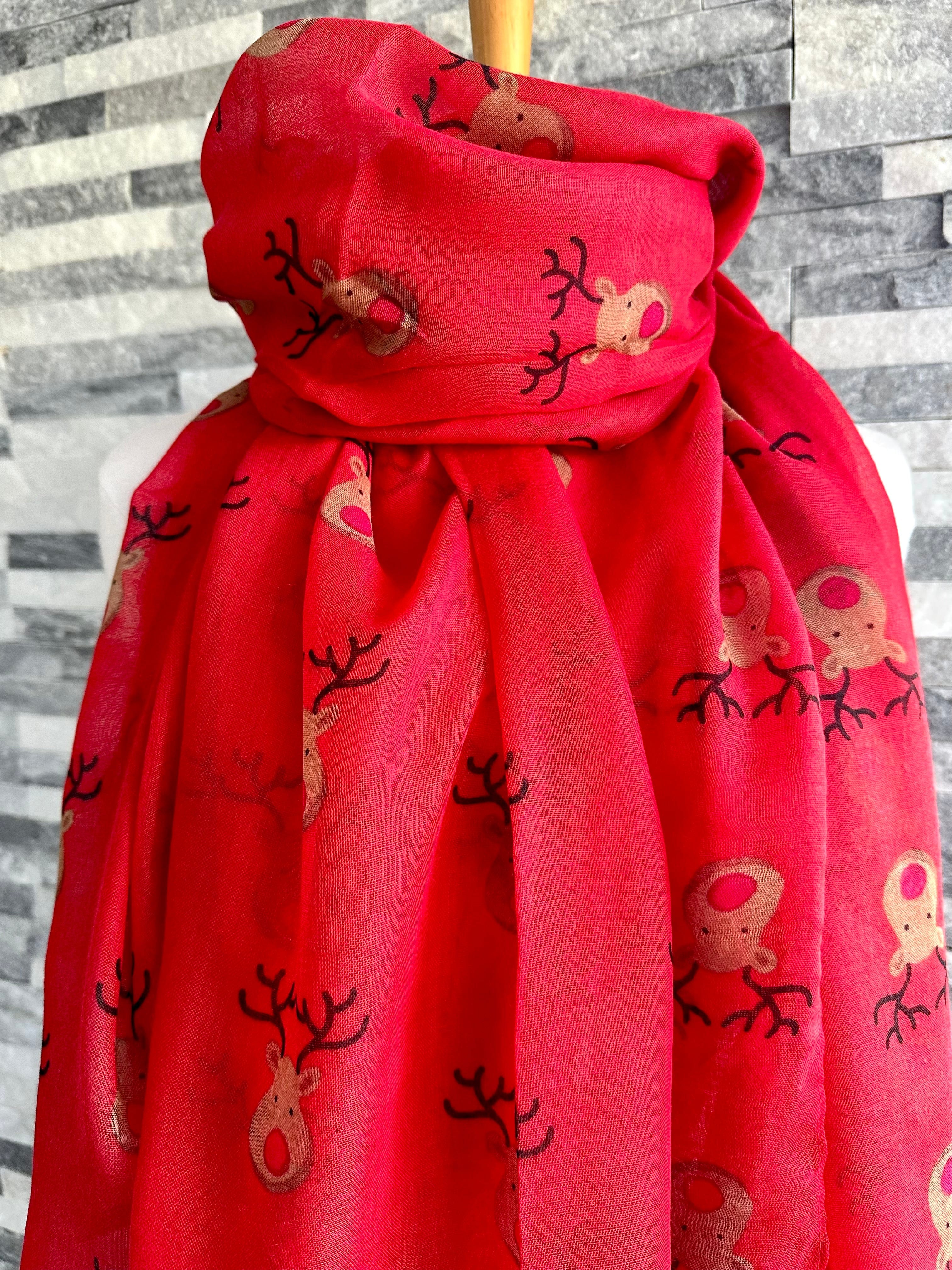 luscious scarves Red Nose Reindeer Christmas Lightweight Scarf available in 4 Colours .