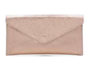 luscious scarves Rose gold Genuine Italian Leather Metallic Envelope Clutch Bag , 3 Colours Available.