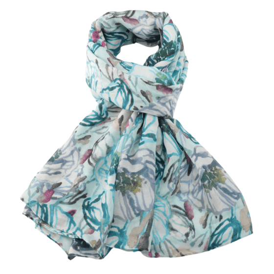 luscious scarves Scarf Blue Spring Floral Light Weight Scarf .