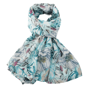 luscious scarves Scarf Blue Spring Floral Light Weight Scarf .
