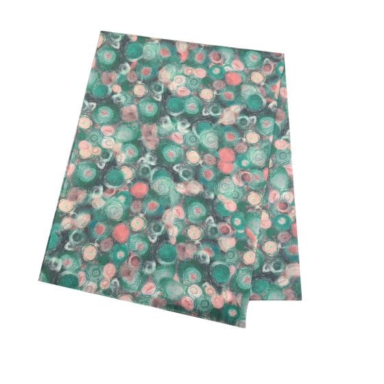 luscious scarves Scarf Green , Coral and Brown , Jumping Circles Scarf 24340