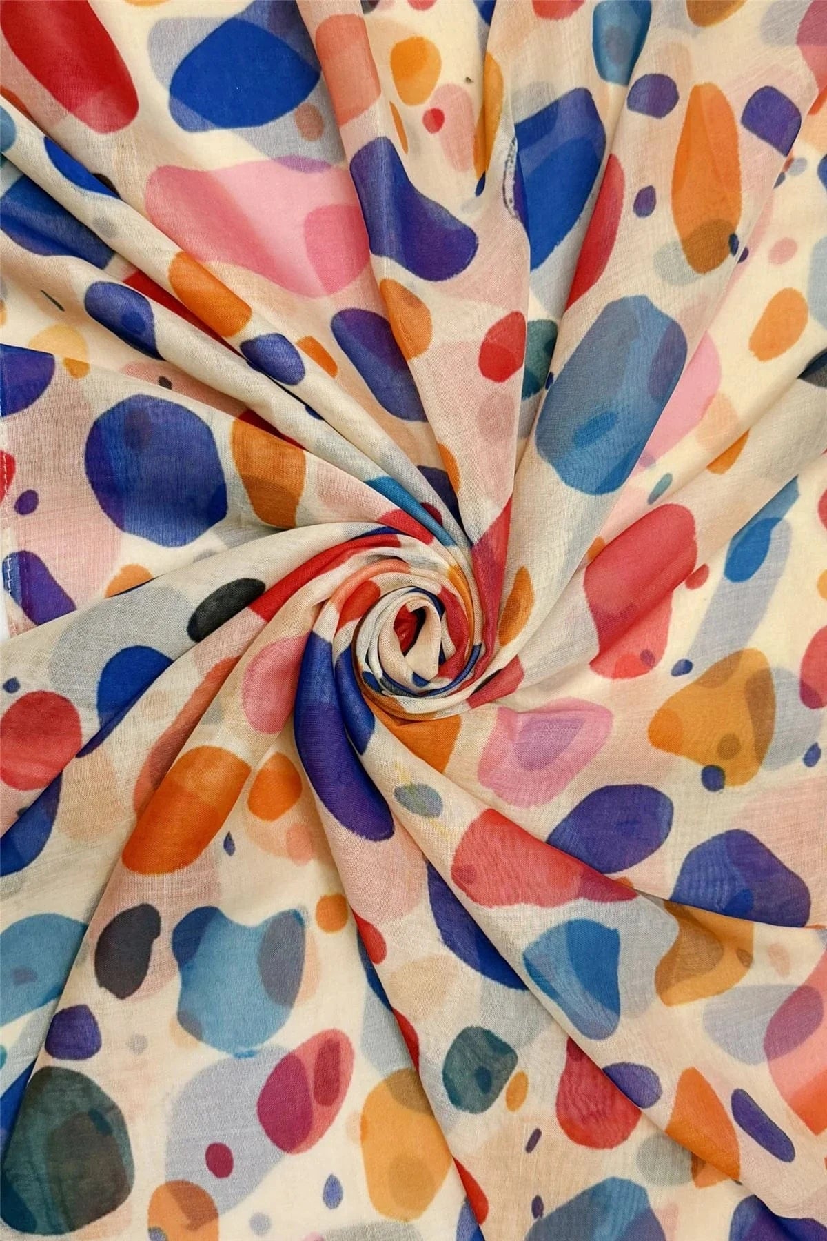 luscious scarves scarf Ladies Colourful Spots Art Print Light Weight Scarf, Navy,Teal, Red and Mustard
