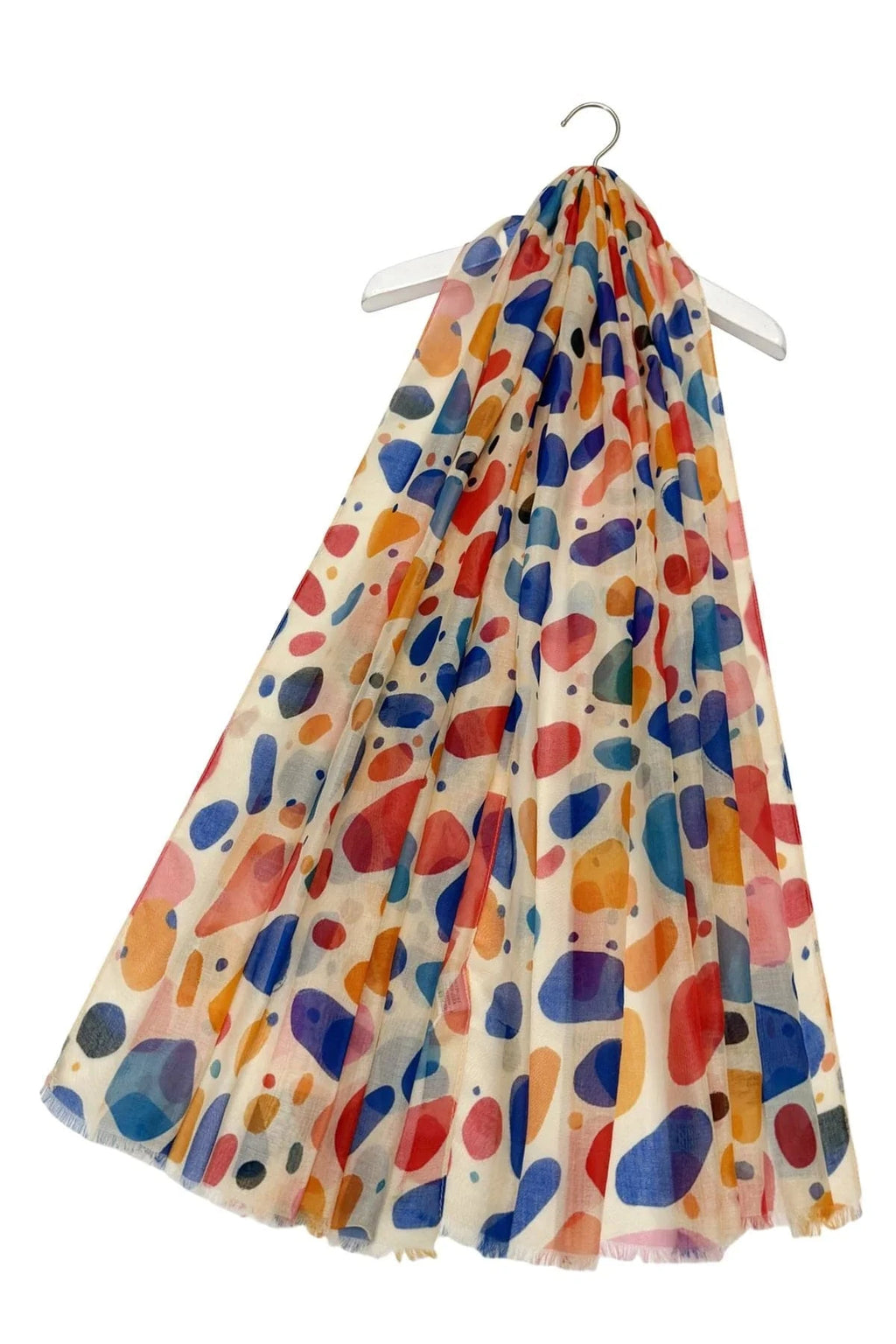 luscious scarves scarf Ladies Colourful Spots Art Print Light Weight Scarf, Navy,Teal, Red and Mustard