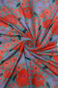 luscious scarves scarf Ladies Cute Floral Print Light Weight Scarf Green , Navy and Red