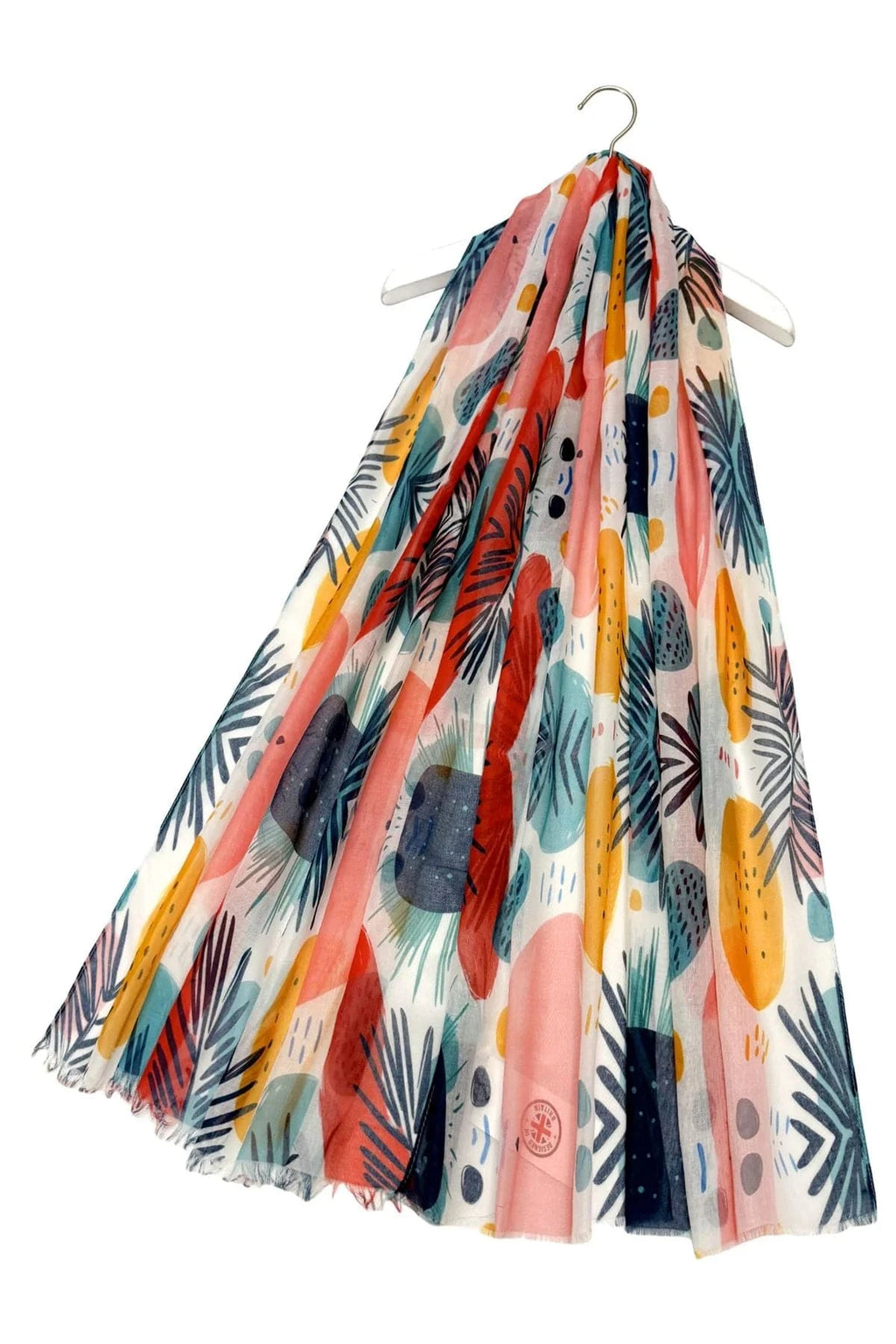 luscious scarves scarf Ladies Funky Abstract 80s Print Light Weight Scarf, Orange, Navy , Red and Turquoise.