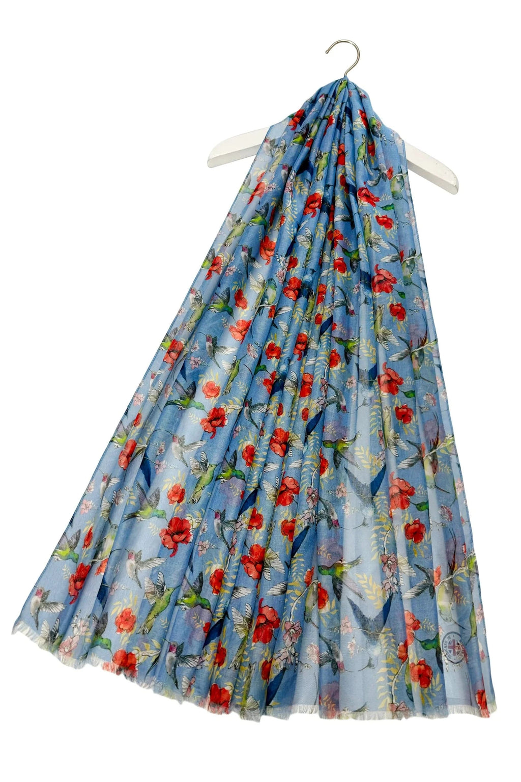 luscious scarves scarf Ladies Hummingbird and Floral Print Light Weight Scarf , Blue.