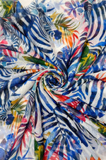 Load image into Gallery viewer, luscious scarves scarf Ladies Safari Zebra Print Light Weight Scarf, Red, Blue and Yellow.
